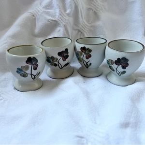 Vintage Denby Stoneware Shamrock Egg Cups 1980s